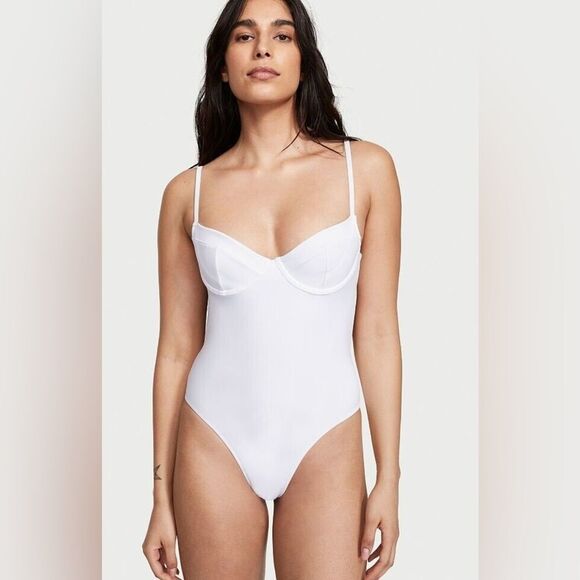 Victoria’s Secret women’s xxl wicked one piece swimsuit white open back new - Picture 1 of 9